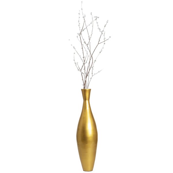 Uniquewise Tall 33" Inch Modern Bamboo Narrow Trumpet Floor Vase, Gold Small QI003889.GD.S